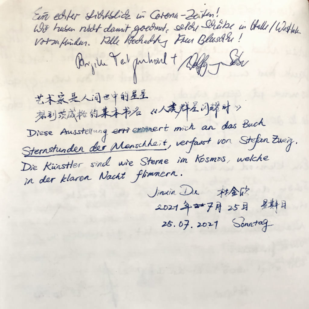 Museum Halle Westfalen Kindheits- und Jugendwerke bedeutender Künstler, Auszug Gästebuch