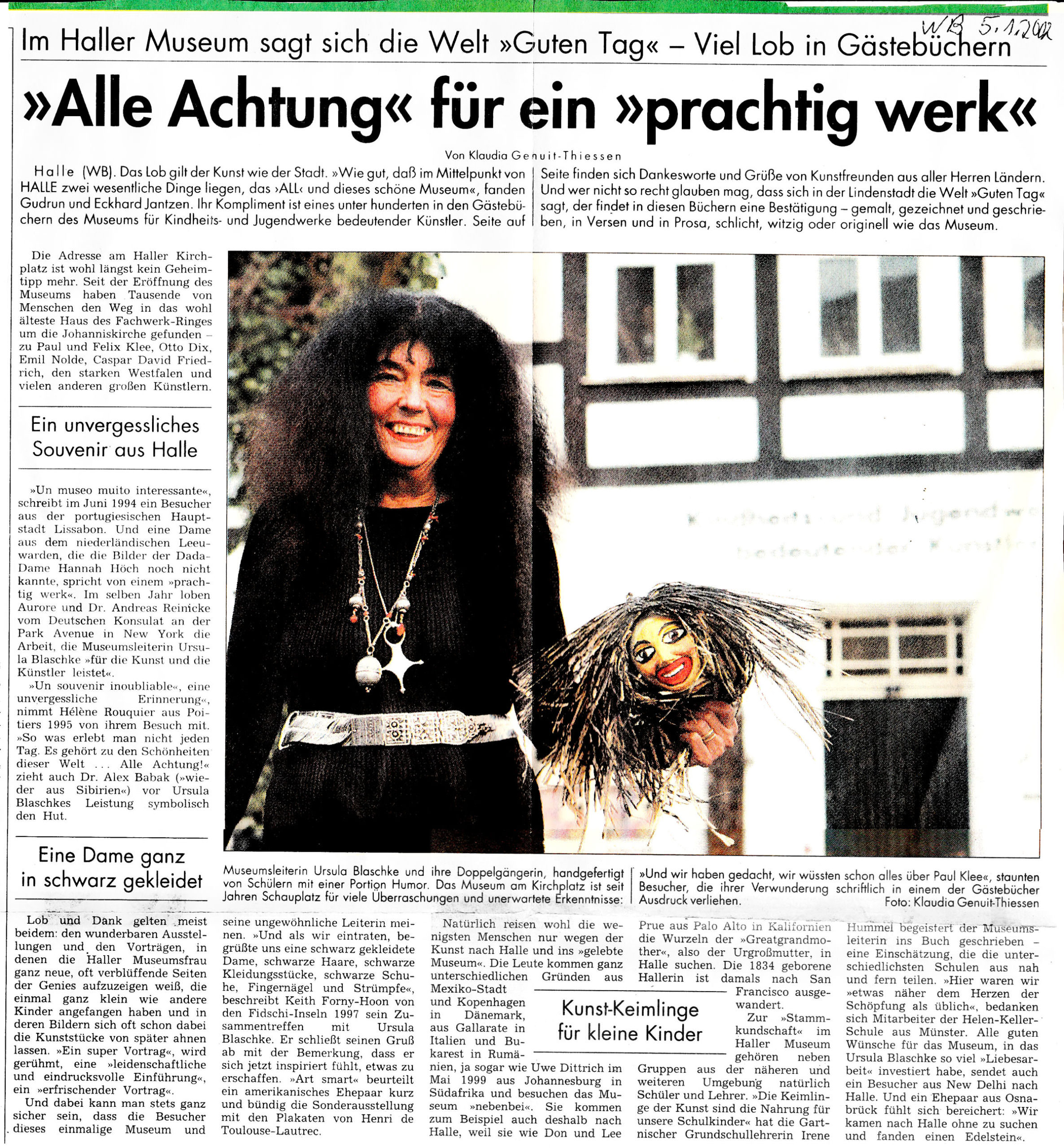 Museum Halle Westfalen Kindheits- und Jugendwerke bedeutender Künstler, Zeitungsartikel Westfalen-Blatt