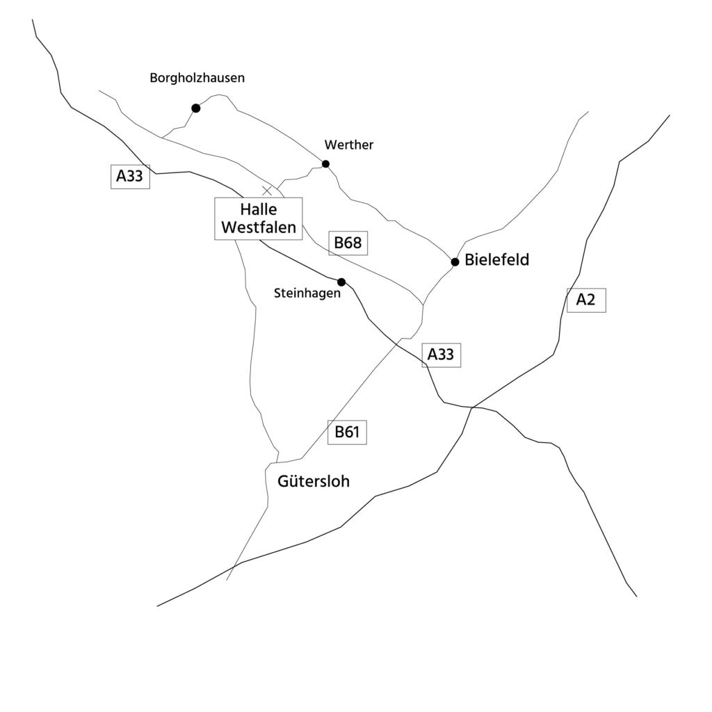 Anfahrtskarte zum Museum in Halle Westf.