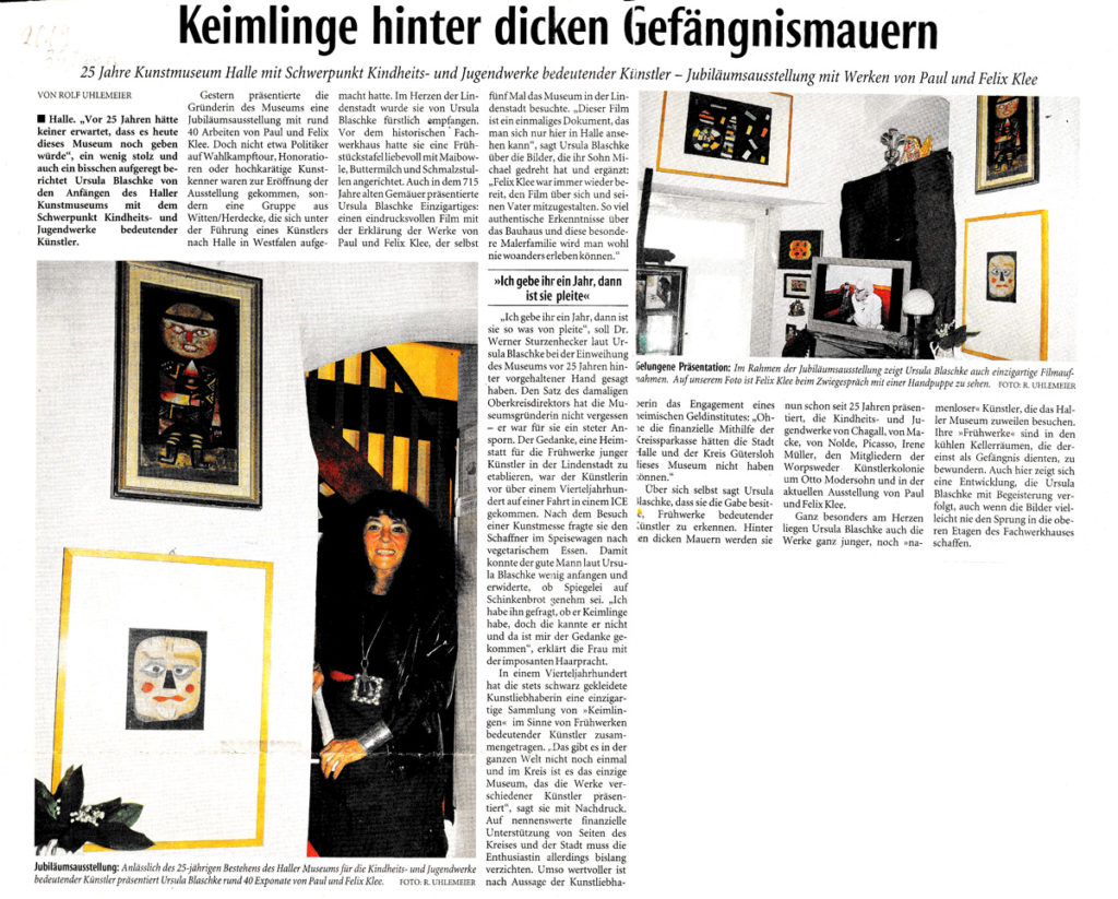 Presseartikel Museum Halle Westfalen, Keimlinge hinter dicken Gefängnismauern